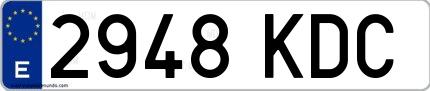 Ejemplo de matrícula española 2948 KDC