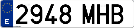 Ejemplo de matrícula de coche ordinaria 2948 MHB