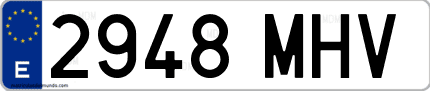 Ejemplo de matrícula de coche ordinaria 2948 MHV