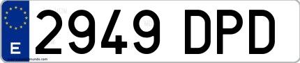 Ejemplo de matrícula española 2949 DPD