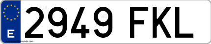 Ejemplo de matrícula de coche ordinaria 2949 FKL