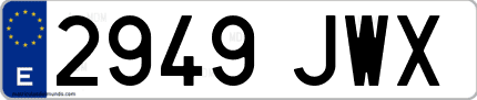 Ejemplo de matrícula de coche ordinaria 2949 JWX