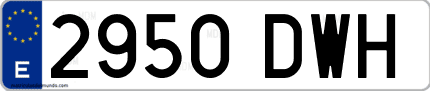 Ejemplo de matrícula de coche ordinaria 2950 DWH