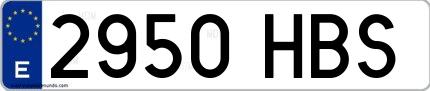 Ejemplo de matrícula española 2950 HBS