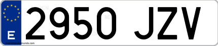 Ejemplo de matrícula de coche ordinaria 2950 JZV