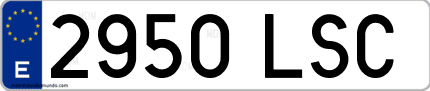 Ejemplo de matrícula de coche ordinaria 2950 LSC