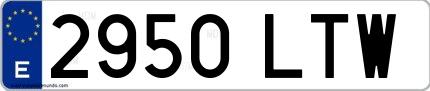 Ejemplo de matrícula española 2950 LTW