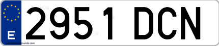 Ejemplo de matrícula de coche ordinaria 2951 DCN