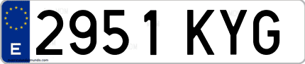 Ejemplo de matrícula de coche ordinaria 2951 KYG