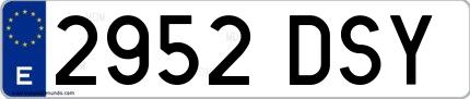 Ejemplo de matrícula española 2952 DSY