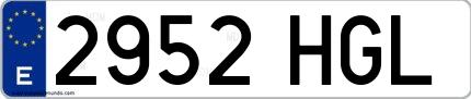 Ejemplo de matrícula de coche ordinaria 2952 HGL