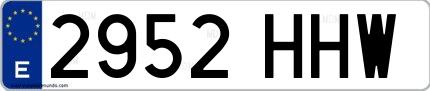 Ejemplo de matrícula española 2952 HHW