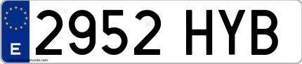 Ejemplo de matrícula española 2952 HYB
