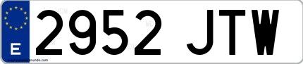 Ejemplo de matrícula española 2952 JTW