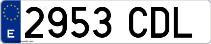 Ejemplo de matrícula de coche ordinaria 2953 CDL