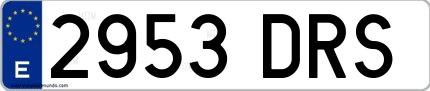 Ejemplo de matrícula española 2953 DRS