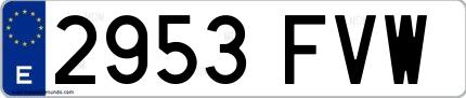Ejemplo de matrícula española 2953 FVW