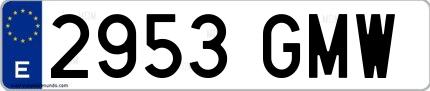 Ejemplo de matrícula española 2953 GMW
