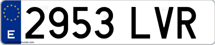 Ejemplo de matrícula de coche ordinaria 2953 LVR