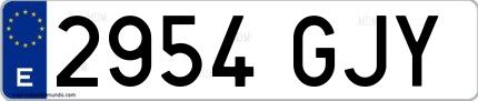 Ejemplo de matrícula española 2954 GJY