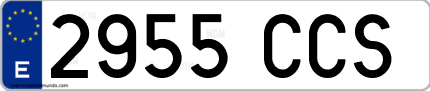Ejemplo de matrícula de coche ordinaria 2955 CCS
