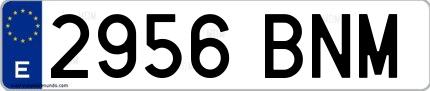Ejemplo de matrícula española 2956 BNM