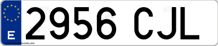 Ejemplo de matrícula de coche ordinaria 2956 CJL