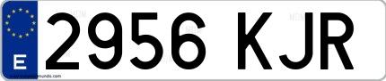 Ejemplo de matrícula española 2956 KJR