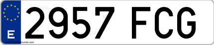 Ejemplo de matrícula de coche ordinaria 2957 FCG