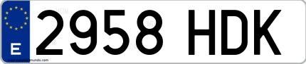 Ejemplo de matrícula española 2958 HDK