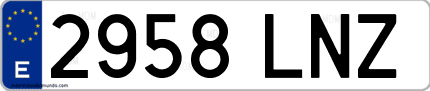 Ejemplo de matrícula de coche ordinaria 2958 LNZ