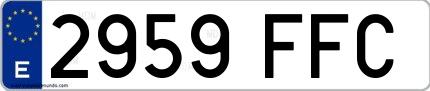 Ejemplo de matrícula española 2959 FFC
