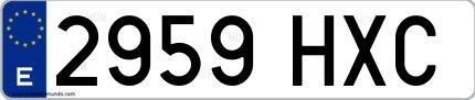 Ejemplo de matrícula española 2959 HXC