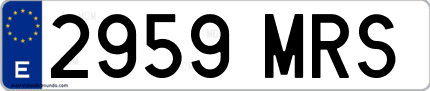 Ejemplo de matrícula de coche ordinaria 2959 MRS