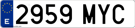 Ejemplo de matrícula de coche ordinaria 2959 MYC