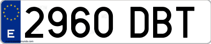 Ejemplo de matrícula de coche ordinaria 2960 DBT