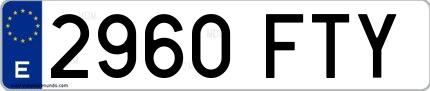 Ejemplo de matrícula española 2960 FTY