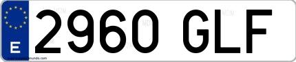 Ejemplo de matrícula española 2960 GLF