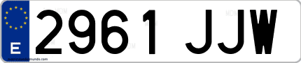 Ejemplo de matrícula de coche ordinaria 2961 JJW