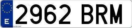 Ejemplo de matrícula española 2962 BRM
