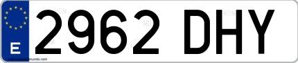 Ejemplo de matrícula española 2962 DHY