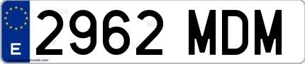 Ejemplo de matrícula española 2962 MDM