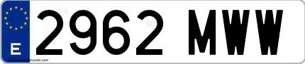Ejemplo de matrícula española 2962 MWW