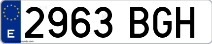 Ejemplo de matrícula de coche ordinaria 2963 BGH