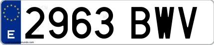 Ejemplo de matrícula de coche ordinaria 2963 BWV