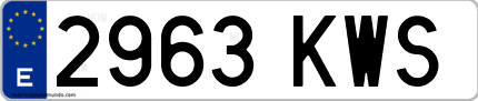 Ejemplo de matrícula de coche ordinaria 2963 KWS