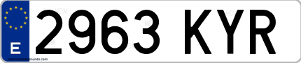 Ejemplo de matrícula de coche ordinaria 2963 KYR