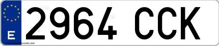 Ejemplo de matrícula española 2964 CCK