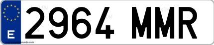 Ejemplo de matrícula española 2964 MMR