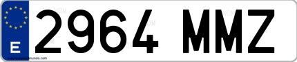 Ejemplo de matrícula española 2964 MMZ